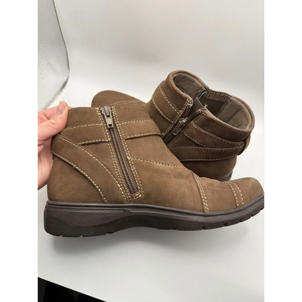 Clarks Collection Ankle Boots Womens 6.5 Brown Leather Buckle Zip 261750414040